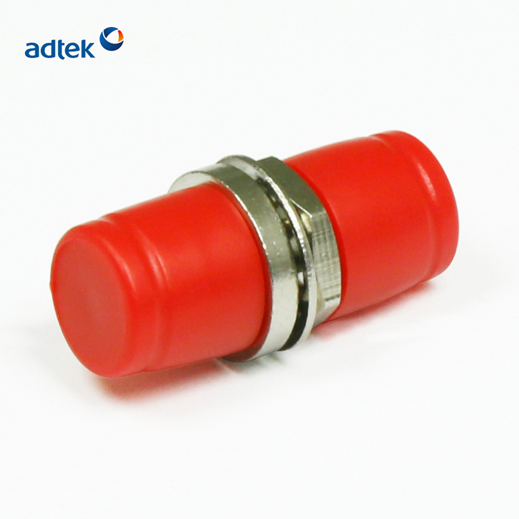 FC/APC-FC/APC 单工单模小圆形红色金属光纤适配器 圆头